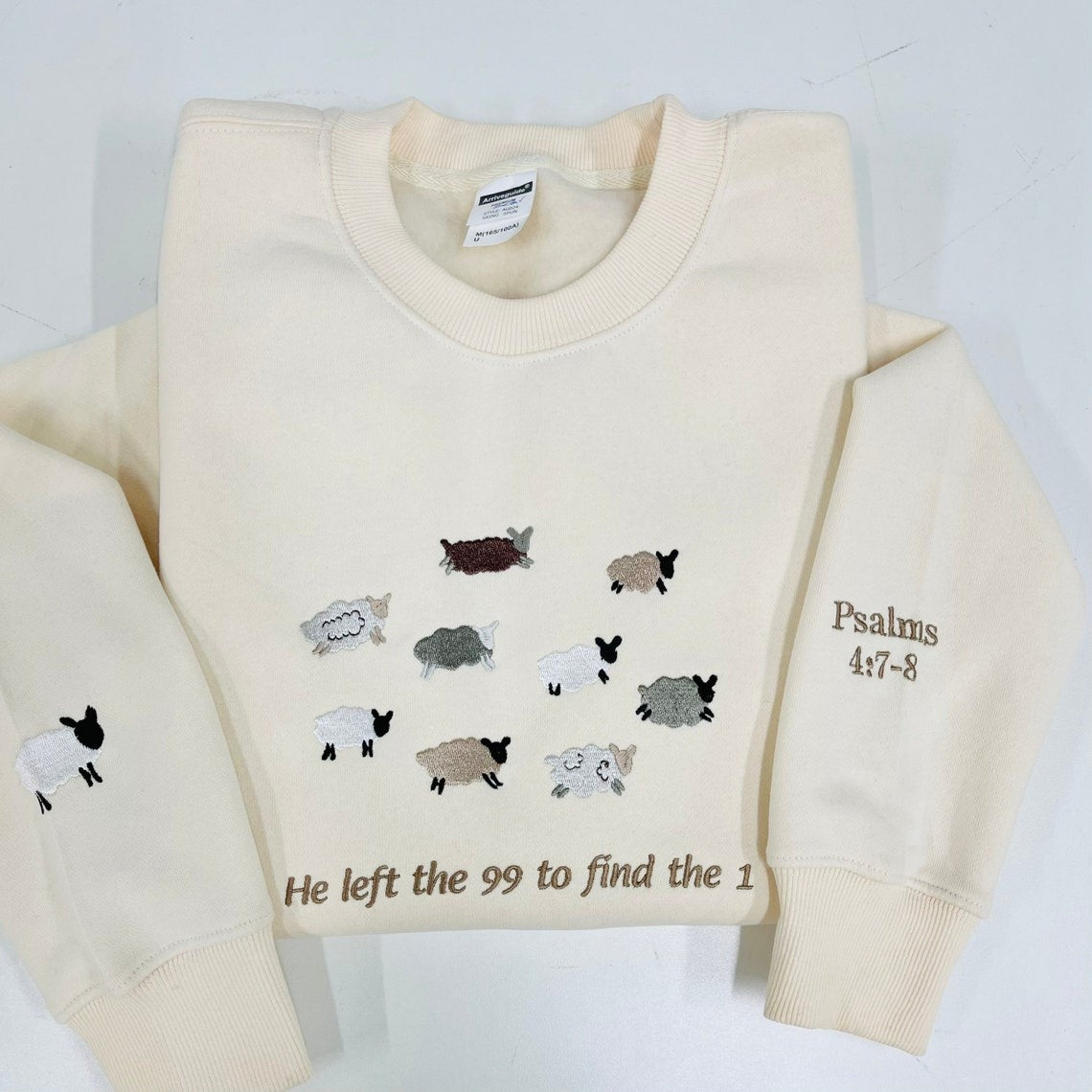 Embroidered Sheep He Left The 99 To Find The 1 Sweatshirt, The Lord is My Shepherd Sweatshirt, GEMB07